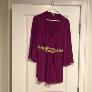 Cashe Pink top with gold built-in buckle.